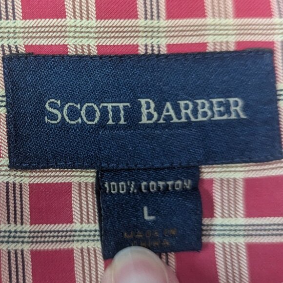 Scott Barber Size Large Red and Gold Checkered Button Down 100% Cotton - Picture 11 of 16